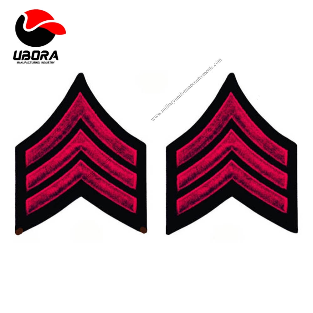customized Chevrons Red on Black 3 inch wide Sergeant clothing accessories, ceremonial dress uniform